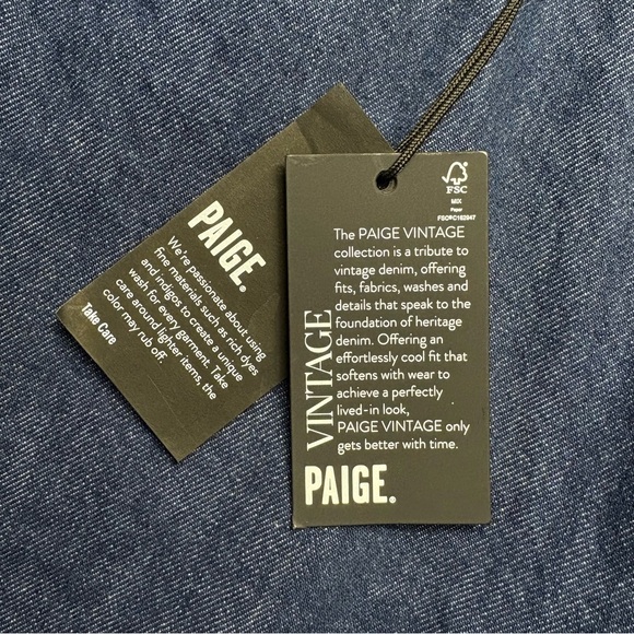 NWT PAIGE Sawyer Wide Leg Jeans in Dark Madella Wash Size 32 Vintage Collection - Picture 15 of 16